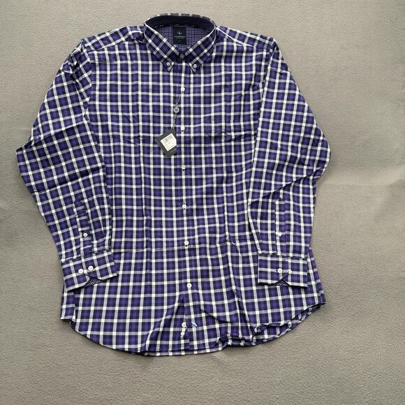 Tailorbyrd Collection Shirt Mens Large Purple Plaid 100% Cotton Button Up - Picture 1 of 11